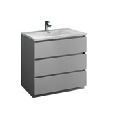 Lazzaro 36'' Freestanding Single Bathroom Vanity Cabinet with Integrated Sink in Gray Finish, 35-7/10'' W x 18-1/2'' D x 35-2/5'' H
