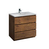  Lazzaro 36'' Freestanding Single Bathroom Vanity Cabinet with Integrated Sink in Rosewood Finish, 35-7/10'' W x 18-1/2'' D x 35-2/5'' H