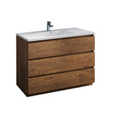  Lazzaro 48'' Freestanding Single Modern Bathroom Vanity Cabinet with Integrated Sink in Rosewood, 47-1/2'' W x 18-1/2'' D x 35-2/5'' H