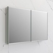  40'' Wide x 26'' Tall Modern Frameless Wall Mounted Bathroom Medicine Cabinet with 2-Doors and Beveled Edge, Anodized Aluminum