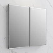  40'' Wide x 36'' Tall Modern Frameless Wall Mounted Bathroom Medicine Cabinet with 2-Doors and Beveled Edge, Anodized Aluminum
