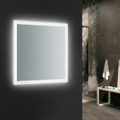  Angelo 30'' Wide x 30'' Tall Bathroom Mirror, Halo Style LED Lighting and Defogger, 30'' W x 1-1/4'' D x 30'' H