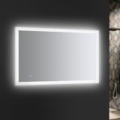  Angelo 48'' Wide x 30'' Tall Bathroom Mirror, Halo Style LED Lighting and Defogger, 48'' W x 1-1/4'' D x 30'' H