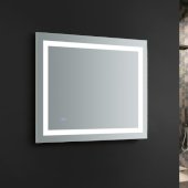  Santo 36'' Wide x 30'' Tall Bathroom Mirror, LED Lighting and Defogger, 36'' W x 1-1/4'' D x 30'' H
