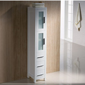  Torino White Freestanding Tall Bathroom Linen Side Cabinet, Dimensions: 12'' W x 15'' D x 68-1/8'' H