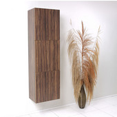  Senza Walnut Wall Mounted Bathroom Linen Side Cabinet with 3 Large Storage Areas, Dimensions: 17-3/4'' W x 12'' D x 59'' H