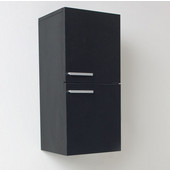  Senza Black Wall Mounted Bathroom Linen Side Cabinet with 2 Storage Areas, Dimensions: 12-5/8'' W x 12'' D x 27-1/2'' H