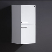  Senza White Wall Mounted Bathroom Linen Side Cabinet with 2 Storage Areas, Dimensions: 12-5/8'' W x 12'' D x 27-1/2'' H