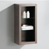  Allier Gray Oak Wall Mounted Bathroom Linen Side Cabinet with 2 Glass Shelves, Dimensions: 15-3/4'' W x 10'' D x 32'' H