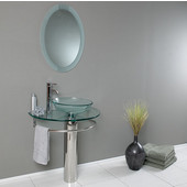  Attrazione 30'' Modern Glass Bathroom Vanity with Frosted Edge Mirror, Dimensions of Vanity: 29-3/4'' W x 18-1/4'' D x 34-1/4'' H
