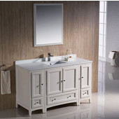  Oxford 54'' Antique White Traditional Bathroom Vanity Set, Dimensions of Vanity: 54'' W x 20-3/8'' D x 34-3/4'' H