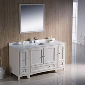  Oxford 60'' Antique White Traditional Bathroom Vanity Set, Dimensions of Vanity: 60'' W x 20-3/8'' D x 34-3/4'' H