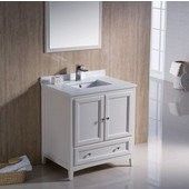  Oxford 30'' Antique White Traditional Bathroom Vanity, Dimensions of Vanity: 30'' W x 20-3/8'' D x 34-3/4'' H