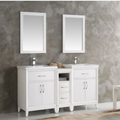  Cambridge 60'' White Double Sink Traditional Bathroom Vanity with Mirrors, Dimensions of Vanity: 60'' W x 18-5/16'' D x 33-2/5'' H