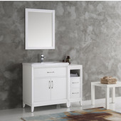  Cambridge 42'' White Traditional Bathroom Vanity with Mirror, Dimensions of Vanity: 42'' W x 18-5/16'' D x 33-2/5'' H