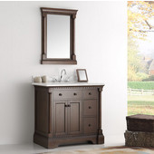  Kingston 36'' Antique Coffee Traditional Bathroom Vanity with Mirror, Dimensions of Vanity: 37'' W x 22'' D x 38'' H