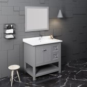  Manchester 36'' Gray Traditional Bathroom Vanity Set w/ Mirror, Vanity: 36'' W x 20-2/5'' D x 34-4/5'' H