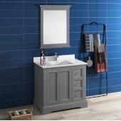  Windsor 36'' Gray Textured Traditional Bathroom Vanity Set w/ Mirror, Base Cabinet: 36'' W x 20-3/8'' D x 34-5/16'' H