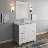  Windsor 40'' Matte White Traditional Bathroom Vanity Set w/ Mirror, Base Cabinet: 40'' W x 20-3/8'' D x 34-5/16'' H