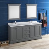  Windsor 72'' Gray Textured Traditional Double Sink Bathroom Vanity Set w/ Mirrors, Base Cabinet: 72'' W x 20-3/8'' D x 34-5/16'' H