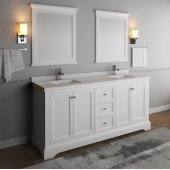  Windsor 72'' Matte White Traditional Double Sink Bathroom Vanity Set w/ Mirrors, Base Cabinet: 72'' W x 20-3/8'' D x 34-5/16'' H