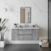  Formosa 48'' Wall Hung Modern Bathroom Vanity Set w/ Mirror in Ash Finish, Base Cabinet: 48'' W x 20-3/8'' D x 20-5/16'' H