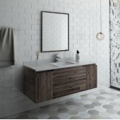  Formosa 54'' Wall Hung Modern Bathroom Vanity Set w/ Mirror, Base Cabinet: 54'' W x 20-3/8'' D x 20-5/16'' H