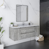  Formosa 54'' Wall Hung Modern Bathroom Vanity Set w/ Mirror in Ash Finish, Base Cabinet: 54'' W x 20-3/8'' D x 20-5/16'' H