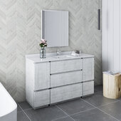  Formosa 54'' Floor Standing Modern Bathroom Vanity Set w/ Mirror in Rustic White Finish, Base Cabinet: 54'' W x 20-3/8'' D x 34-7/8'' H