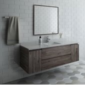  Formosa 60'' Wall Hung Single Sink Modern Bathroom Vanity Set w/ Mirror, Base Cabinet: 60'' W x 20-3/8'' D x 20-5/16'' H