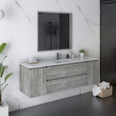  Formosa 60'' Wall Hung Single Sink Modern Bathroom Vanity Set w/ Mirror in Ash Finish, Base Cabinet: 60'' W x 20-3/8'' D x 20-5/16'' H