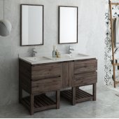  Formosa 60'' Floor Standing Double Sink Modern Bathroom Vanity Set w/ Open Bottom & Mirrors, Base Cabinet: 60'' W x 20-3/8'' D x 34-7/8'' H