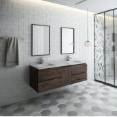  Formosa 60'' Wall Hung Double Sink Modern Bathroom Vanity Set w/ Mirrors, Base Cabinet: 60'' W x 20-3/8'' D x 20-5/16'' H