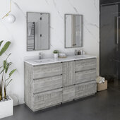  Formosa 60'' Floor Standing Double Sink Modern Bathroom Vanity Set w/ Mirrors in Ash Finish, Base Cabinet: 60'' W x 20-3/8'' D x 34-7/8'' H