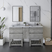  Formosa 60'' Floor Standing Double Sink Modern Bathroom Vanity Set w/ Open Bottom & Mirrors in Ash Finish, Base Cabinet: 60'' W x 20-3/8'' D x 34-7/8'' H
