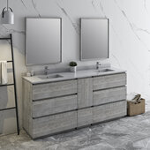 Formosa 72'' Floor Standing Double Sink Modern Bathroom Vanity Set w/ Mirrors in Ash Finish, Base Cabinet: 72'' W x 20-3/8'' D x 34-7/8'' H