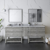  Formosa 84'' Floor Standing Double Sink Modern Bathroom Vanity Set w/ Open Bottom & Mirrors in Ash Finish, Base Cabinet: 84'' W x 20-3/8'' D x 34-7/8'' H