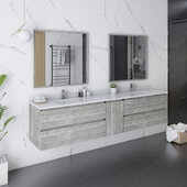  Formosa 84'' Wall Hung Double Sink Modern Bathroom Vanity Set w/ Mirrors in Ash Finish, Base Cabinet: 84'' W x 20-3/8'' D x 20-5/16'' H