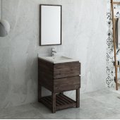  Formosa 24'' Floor Standing Modern Bathroom Vanity Set w/ Open Bottom & Mirror, Base Cabinet: 24'' W x 20-3/8'' D x 34-7/8'' H