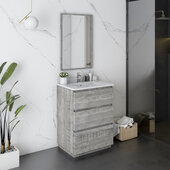  Formosa 24'' Floor Standing Modern Bathroom Vanity Set w/ Mirror in Ash Finish, Base Cabinet: 24'' W x 20-3/8'' D x 34-7/8'' H