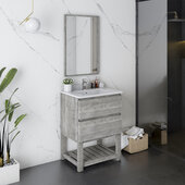  Formosa 24'' Floor Standing Modern Bathroom Vanity Set w/ Open Bottom & Mirror in Ash Finish, Base Cabinet: 24'' W x 20-3/8'' D x 34-7/8'' H
