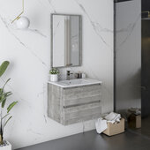 Formosa 24'' Wall Hung Modern Bathroom Vanity Set w/ Mirror in Ash Finish, Base Cabinet: 24'' W x 20-3/8'' D x 20-5/16'' H