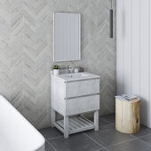  Formosa 24'' Floor Standing Modern Bathroom Vanity Set w/ Open Bottom & Mirror in Rustic White Finish, Base Cabinet: 24'' W x 20-3/8'' D x 34-7/8'' H