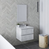  Formosa 24'' Wall Hung Modern Bathroom Vanity Set w/ Mirror in Rustic White Finish, Base Cabinet: 24'' W x 20-3/8'' D x 20-5/16'' H