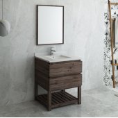 Formosa 30'' Floor Standing Modern Bathroom Vanity Set w/ Open Bottom & Mirror, Base Cabinet: 30'' W x 20-3/8'' D x 34-7/8'' H