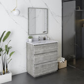  Formosa 30'' Floor Standing Modern Bathroom Vanity Set w/ Mirror in Ash Finish, Base Cabinet: 30'' W x 20-3/8'' D x 34-7/8'' H