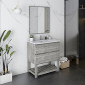 Formosa 30'' Floor Standing Modern Bathroom Vanity Set w/ Open Bottom & Mirror in Ash Finish, Base Cabinet: 30'' W x 20-3/8'' D x 34-7/8'' H