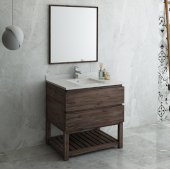  Formosa 36'' Floor Standing Modern Bathroom Vanity Set w/ Open Bottom & Mirror, Base Cabinet: 36'' W x 20-3/8'' D x 34-7/8'' H