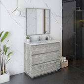  Formosa 36'' Floor Standing Modern Bathroom Vanity Set w/ Mirror in Ash Finish, Base Cabinet: 36'' W x 20-3/8'' D x 34-7/8'' H