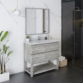  Formosa 36'' Floor Standing Modern Bathroom Vanity Set w/ Open Bottom & Mirror in Ash Finish, Base Cabinet: 36'' W x 20-3/8'' D x 34-7/8'' H